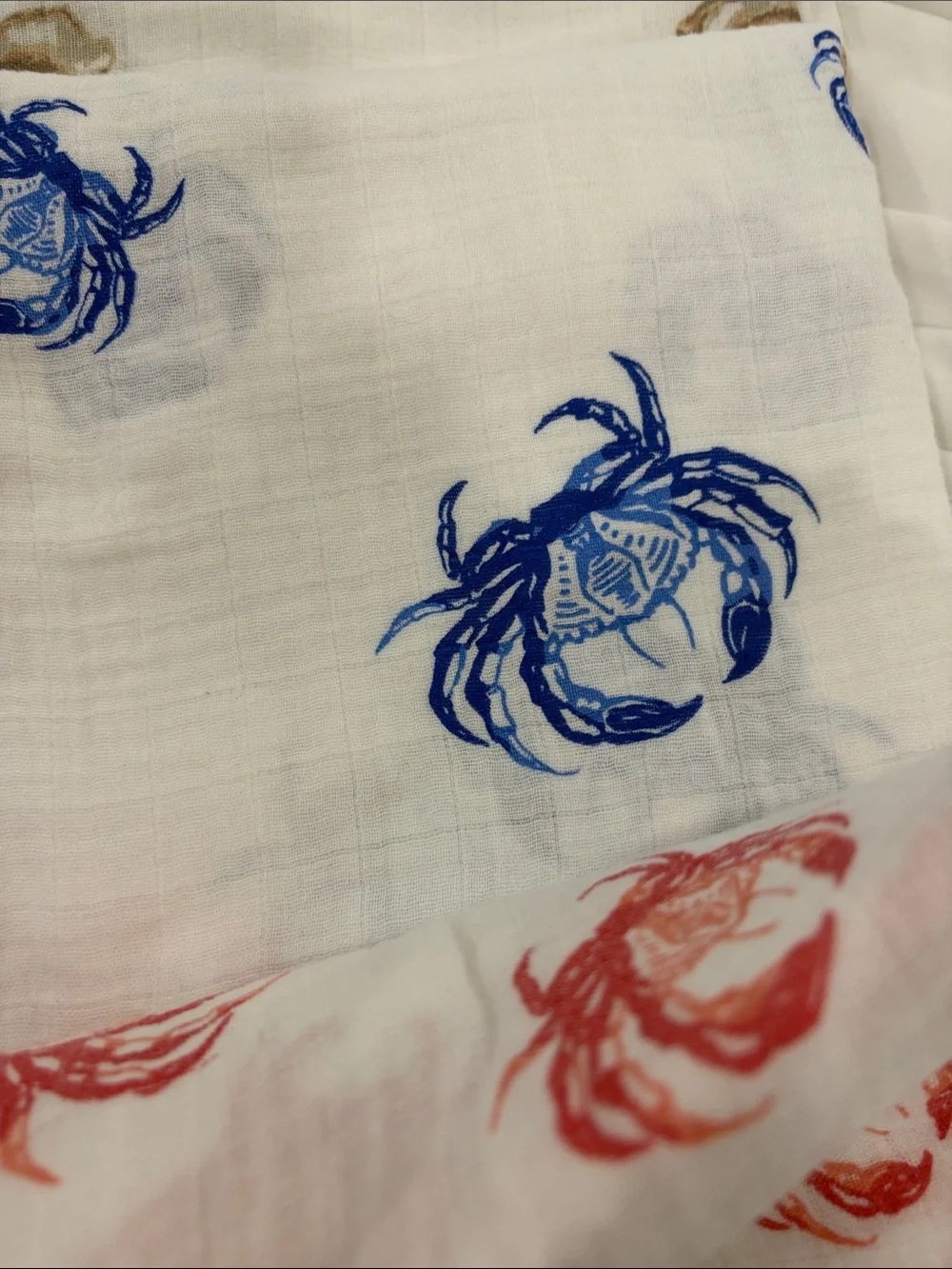 Coastal Crab , Oyster Muslin receiving blankets